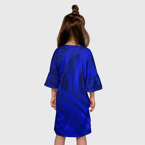 Детское платье Текстура синей шерсти / 3D-принт – фото 4
