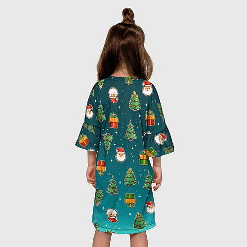 Детское платье Подарки новогодние елки и Санта - паттерн градиент / 3D-принт – фото 4