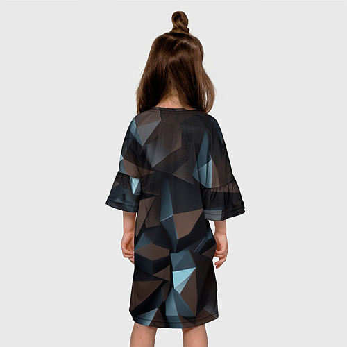 Детское платье Черная геометрическая абстракция - объемные грани / 3D-принт – фото 4