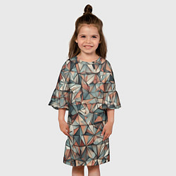 Платье клеш для девочки Маленькие треугольники сепия, цвет: 3D-принт — фото 2