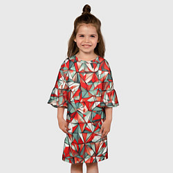 Платье клеш для девочки Маленькие красные треугольники, цвет: 3D-принт — фото 2