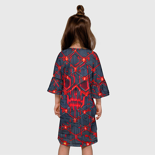 Детское платье Красная неоновая сеть / 3D-принт – фото 4
