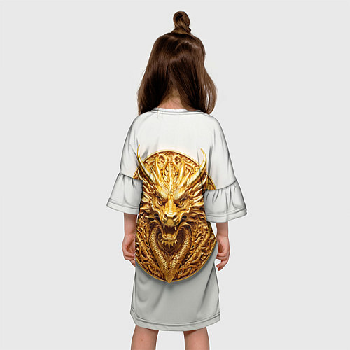 Детское платье Нейросеть - золотой талисман дракона / 3D-принт – фото 4