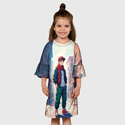 Платье клеш для девочки Парень в штанах карго, цвет: 3D-принт — фото 2