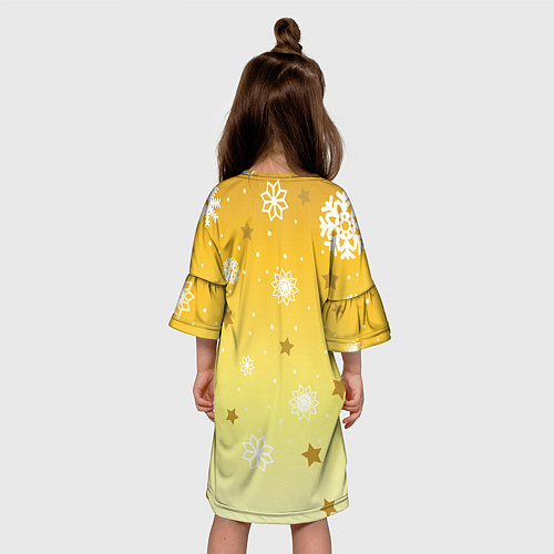 Детское платье Снежинки и звезды на желтом / 3D-принт – фото 4