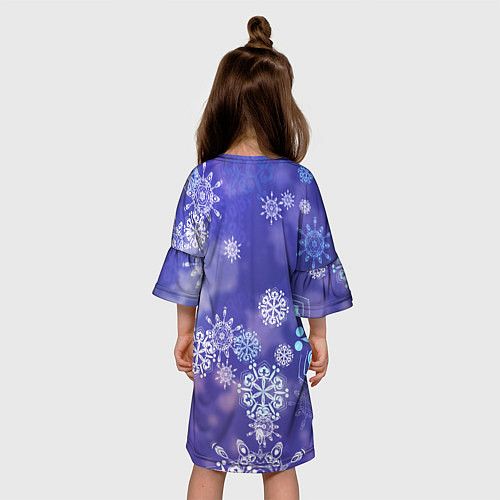 Детское платье Крупные снежинки на фиолетовом / 3D-принт – фото 4