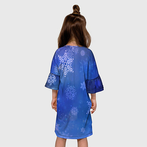 Детское платье Декоративные снежинки на фиолетовом / 3D-принт – фото 4