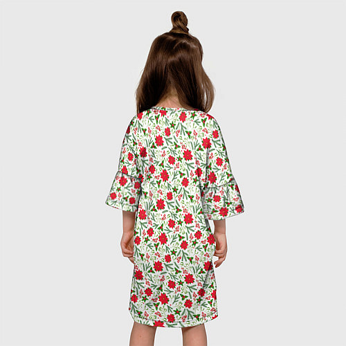 Детское платье Красная пуансеттия с листьями / 3D-принт – фото 4