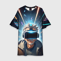 Платье клеш для девочки Пожилой мужчина в очках VR, цвет: 3D-принт