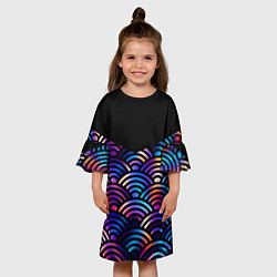Платье клеш для девочки Чёрный берег и рябь на волнах, цвет: 3D-принт — фото 2