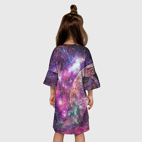 Детское платье Пурпурные космические туманности со звездами / 3D-принт – фото 4