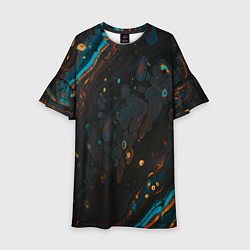 Платье клеш для девочки Разводы на нефтяной луже, цвет: 3D-принт