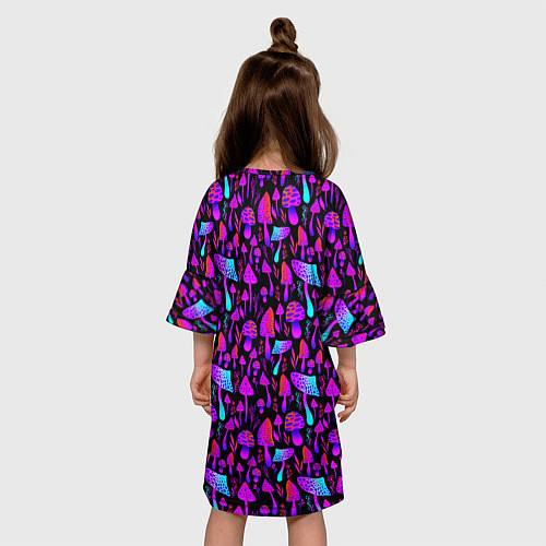 Детское платье Неоновые разноцветные грибы / 3D-принт – фото 4