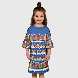 Платье клеш для девочки Капибара зимой, цвет: 3D-принт — фото 2
