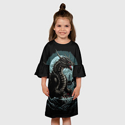 Платье клеш для девочки Дракон зимних ночей, цвет: 3D-принт — фото 2