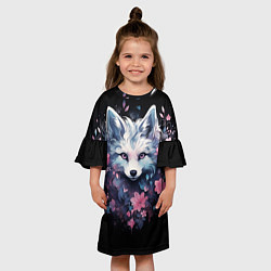 Платье клеш для девочки Романтичная белая волчица, цвет: 3D-принт — фото 2