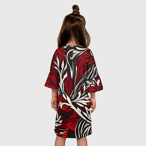 Детское платье Красно белый узор на чёрном фоне / 3D-принт – фото 4