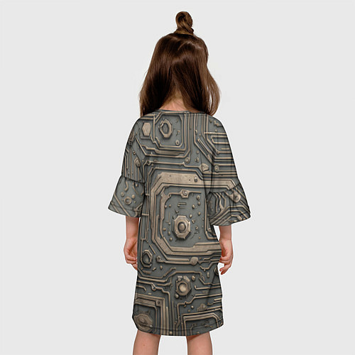 Детское платье Металлическая ржавая обшивка с микросхемами и гайк / 3D-принт – фото 4