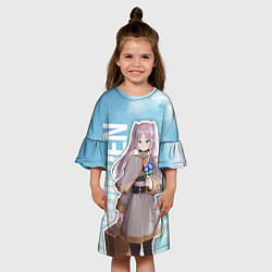 Платье клеш для девочки Фрирен с цветами в руке, цвет: 3D-принт — фото 2