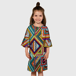 Платье клеш для девочки Этнический узор вышивка, цвет: 3D-принт — фото 2