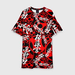 Платье клеш для девочки Карате киокушинкай лого паттерн, цвет: 3D-принт