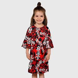 Платье клеш для девочки Карате киокушинкай лого паттерн, цвет: 3D-принт — фото 2