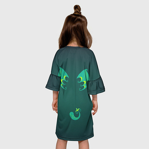 Детское платье Зелёные крылья и чешуйчатый хвост / 3D-принт – фото 4