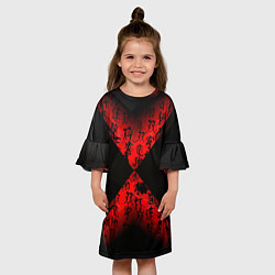 Платье клеш для девочки Иероглифы и текстуры, цвет: 3D-принт — фото 2