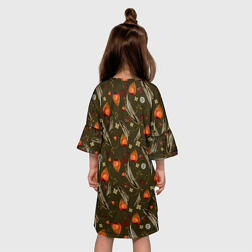 Детское платье Перья и физалис green / 3D-принт – фото 4