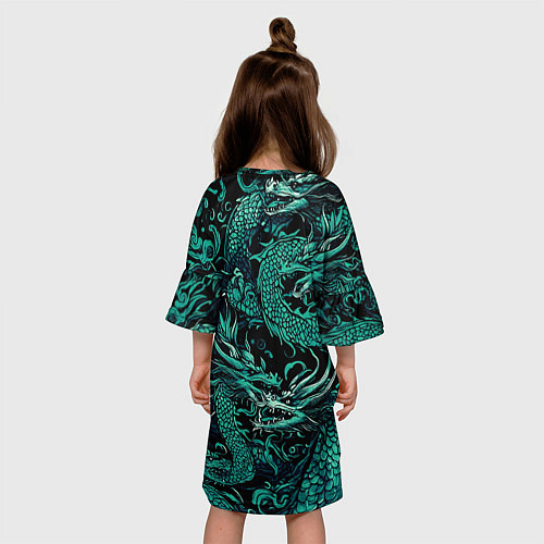 Детское платье Дракон бирюзового цвета / 3D-принт – фото 4