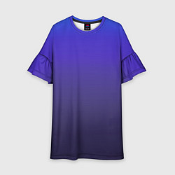 Платье клеш для девочки Градиент фиолетово голубой, цвет: 3D-принт
