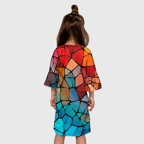 Детское платье Красно-синяя витражная мозаика / 3D-принт – фото 4