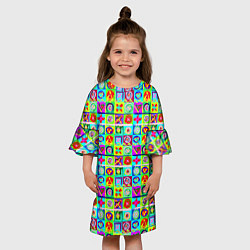 Платье клеш для девочки Сердца и квадраты абстракция, цвет: 3D-принт — фото 2