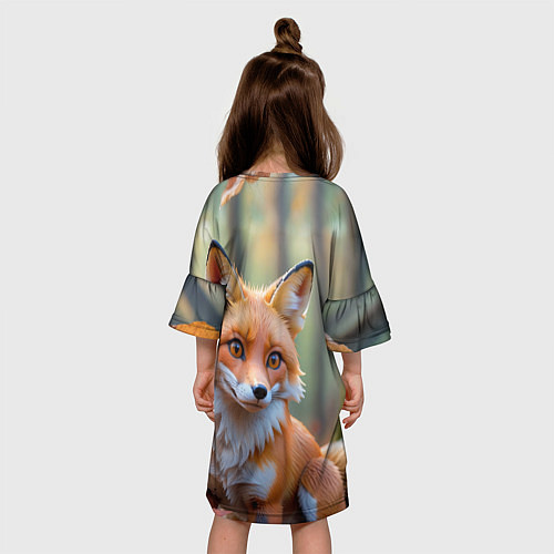 Детское платье Портрет лисы в осеннем лесу / 3D-принт – фото 4