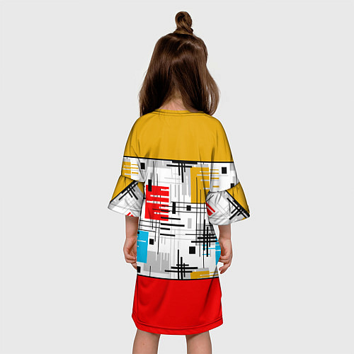 Детское платье Узор красного горчичного цвета / 3D-принт – фото 4