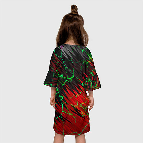 Детское платье Зелёные трещины узоры / 3D-принт – фото 4