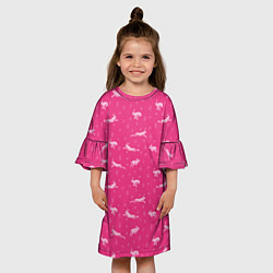 Платье клеш для девочки Розовые зайцы, цвет: 3D-принт — фото 2