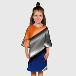 Платье клеш для девочки Разноцветные полоски, цвет: 3D-принт — фото 2