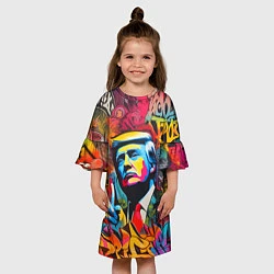 Платье клеш для девочки Дональд Трамп - граффити - нейросеть, цвет: 3D-принт — фото 2