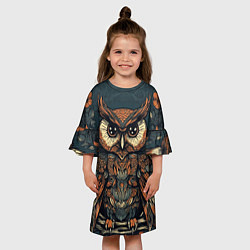 Платье клеш для девочки Сова с узорами, цвет: 3D-принт — фото 2
