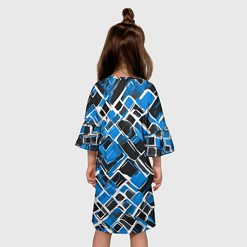 Детское платье Синие фигуры и белые линии / 3D-принт – фото 4