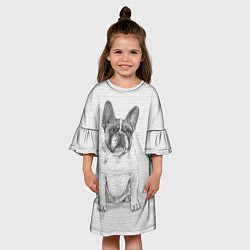 Платье клеш для девочки Французский бульдог грустинка, цвет: 3D-принт — фото 2