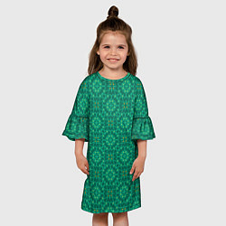 Платье клеш для девочки Бирюзовый орнамент, цвет: 3D-принт — фото 2