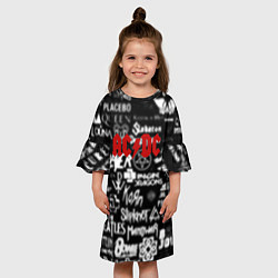Платье клеш для девочки AC DC all logo band, цвет: 3D-принт — фото 2