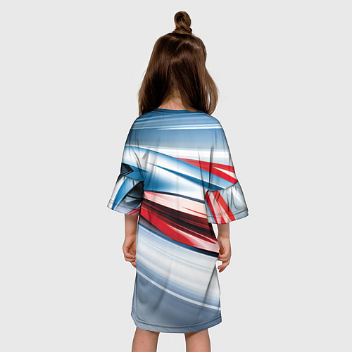 Детское платье Белая синяя красная абстракция / 3D-принт – фото 4