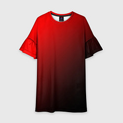 Платье клеш для девочки Градиент красно-чёрный диагональ, цвет: 3D-принт