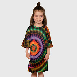 Платье клеш для девочки Фрактальная абстракция, цвет: 3D-принт — фото 2