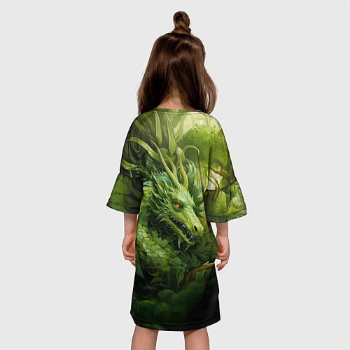 Детское платье Зеленый травяной дракон / 3D-принт – фото 4