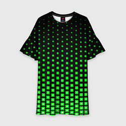 Платье клеш для девочки Зелёные квадраты, цвет: 3D-принт