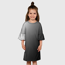 Платье клеш для девочки Черно-белый диагональный градиент, цвет: 3D-принт — фото 2